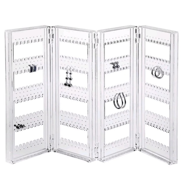 Acrylic 5 Tier 4 panel Foldable Earring Holder Rack Stand Jewelry Organizer - Picture 12 of 12